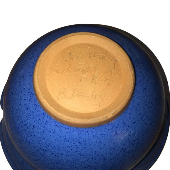 Vintage COVE POTTERY Speckled Blue 8" x 4" Signed Seabright Nova Scotia Handmade - Picture 5 of 6
